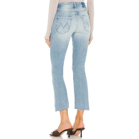 MOTHER Superior Denim The Insider Crop Stop Fray Jeans Size 27 in I Confess Blue